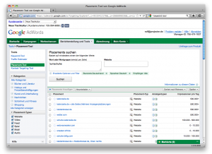 Screenshot des Placement Tools