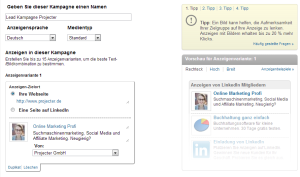 Erstellung einer Anzeige LinkedIn