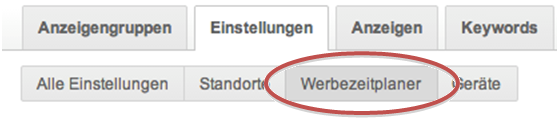 Kampagneneinstellung Werbezeitplaner