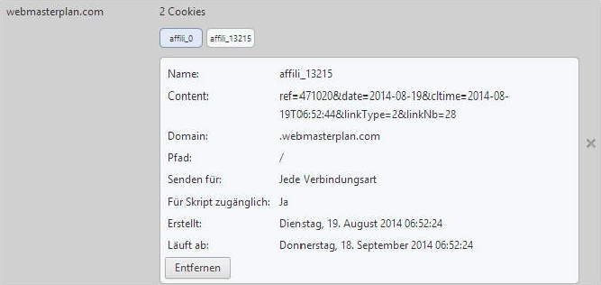 Abb. 4: Daten eines Affilinet Tracking Cookies