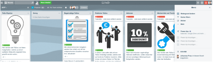 Zu sehen ist ein Trello-Board