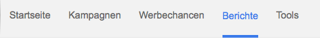 AdWords Konto-Reiter "Berichte"