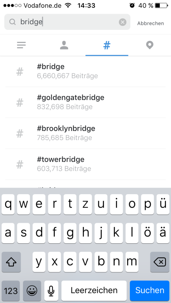 Instagram - Hashtag-Suche 