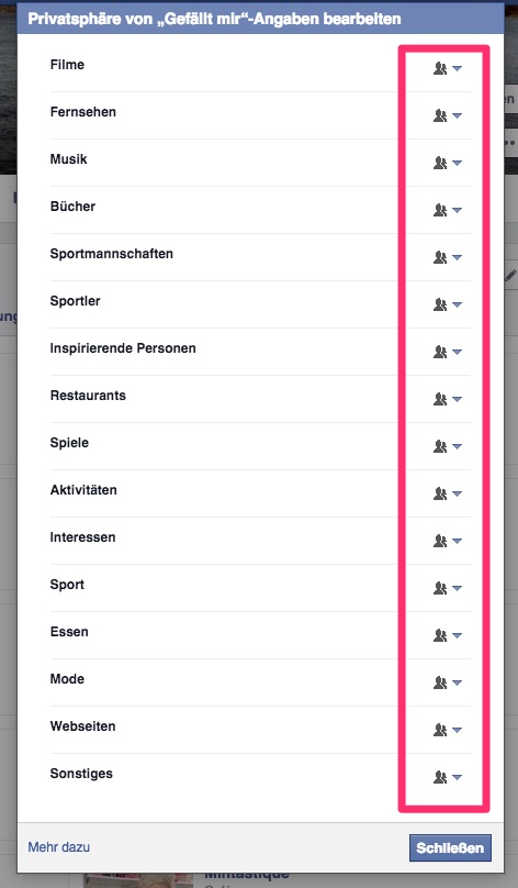 Facebook - Likes verbergen