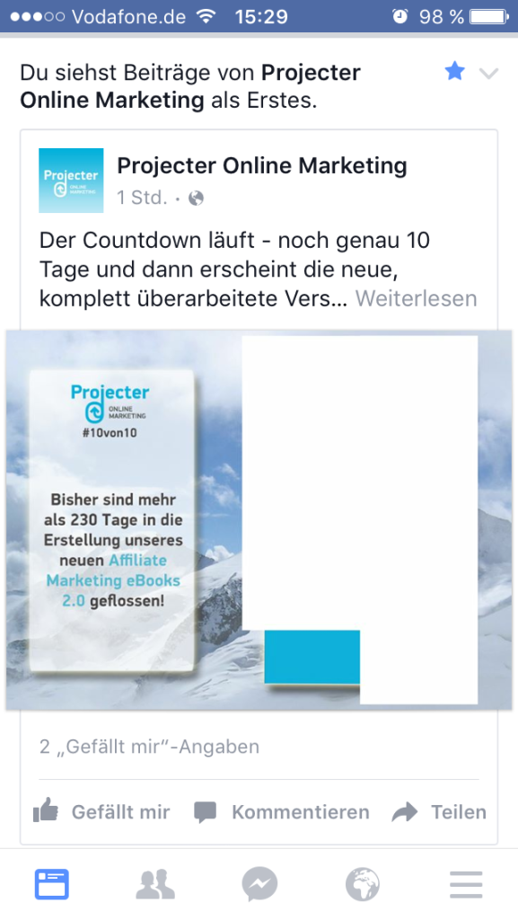 Facebook - Prio Anzeige