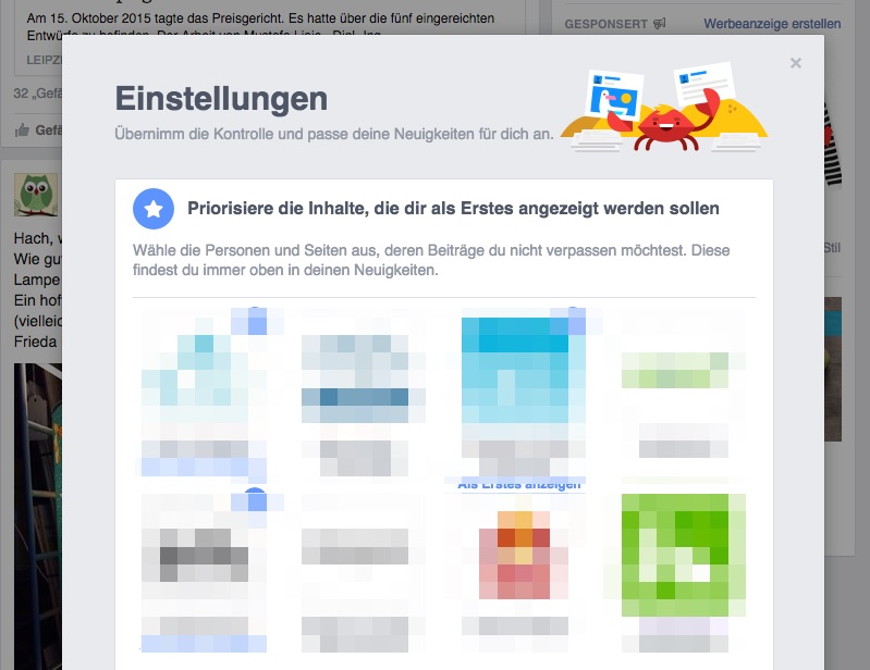 Facebook - Prio Einstellungen Desktop