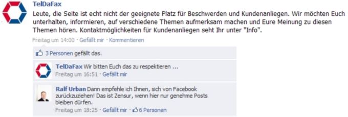 Teldafax Negativbeispiel FB