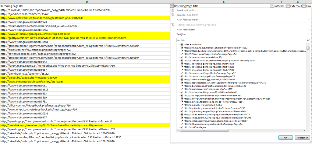 Filtern-Referring-Page-URL