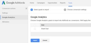 Import der Smart Goals aus Analytics in AdWords 