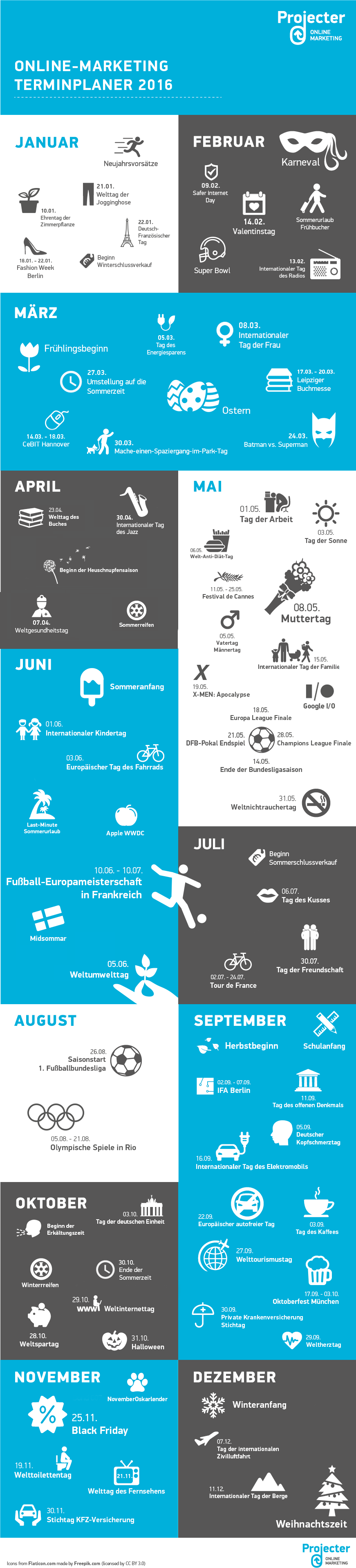 Online Marketing Terminplaner 2016