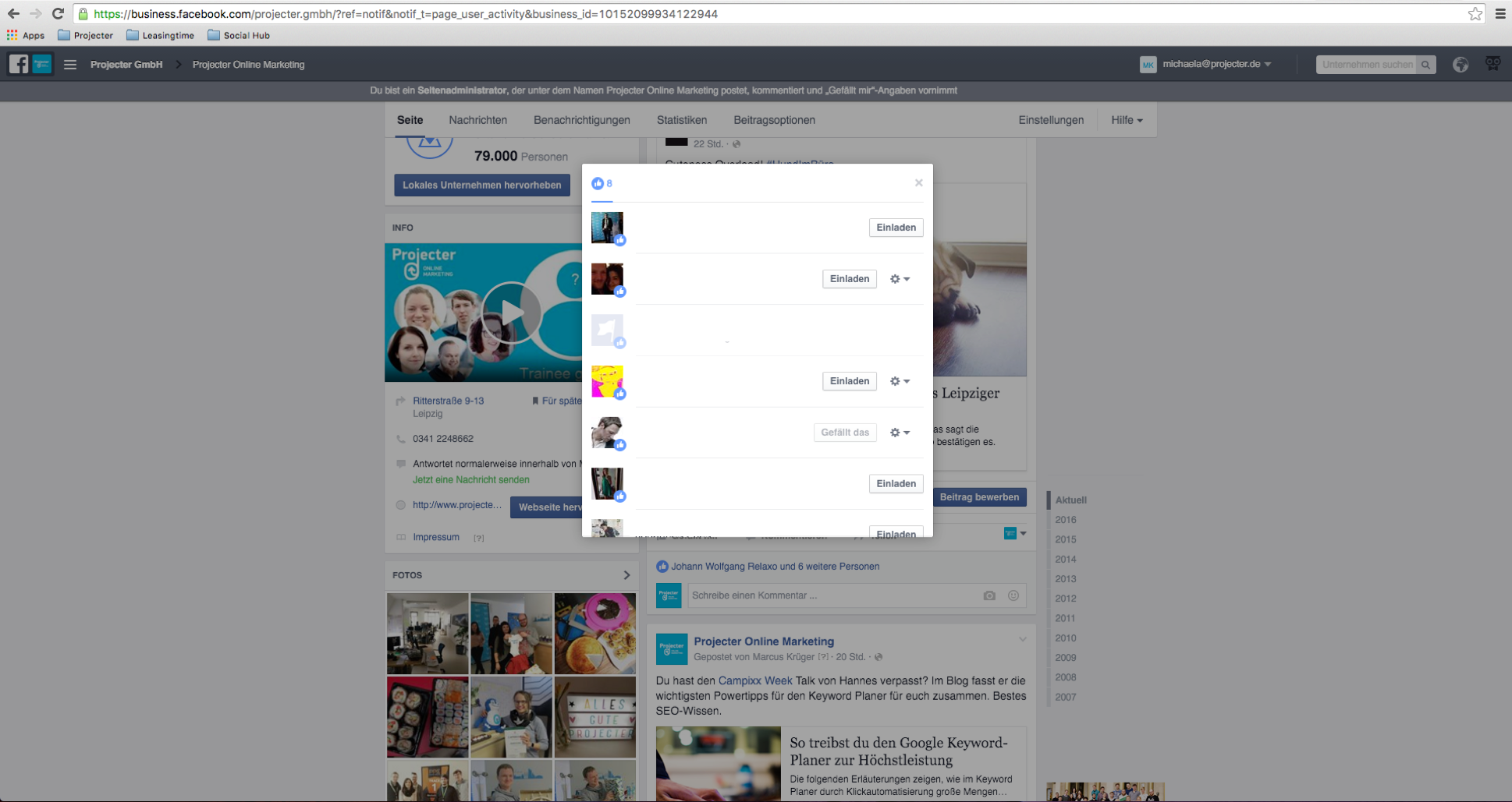Einladen-Button Facebook