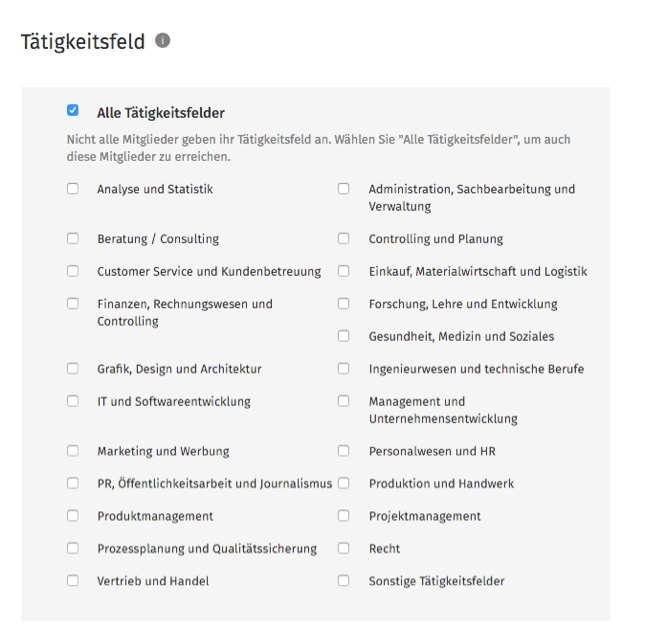 Targetingmöglichkeiten XAS - Tätigkeit