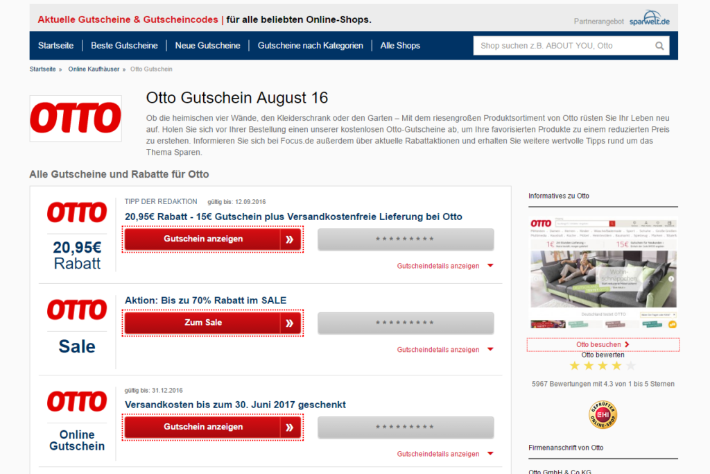 Gutschein Landingpage