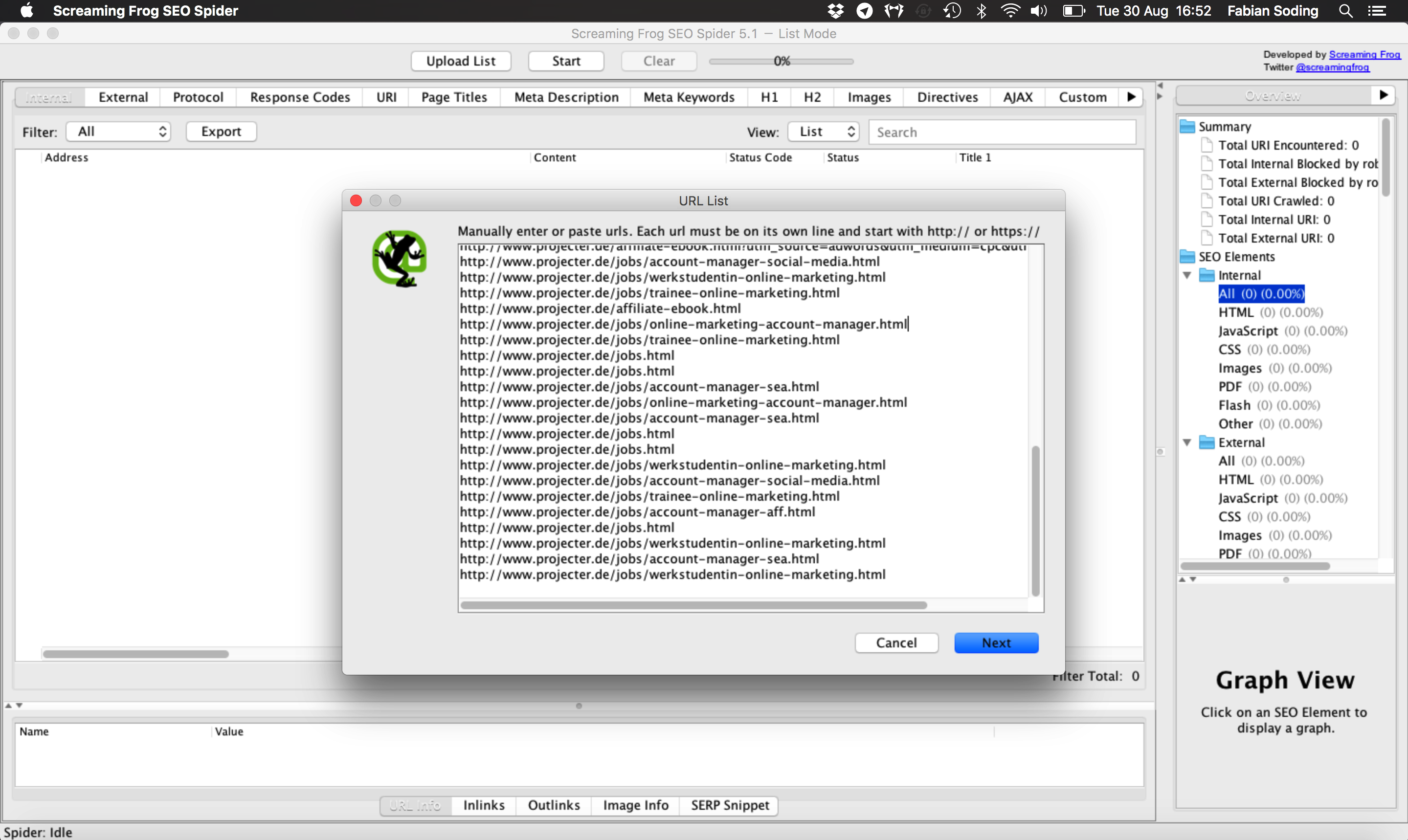 Screaming Frog auf dem Mac Teil 3