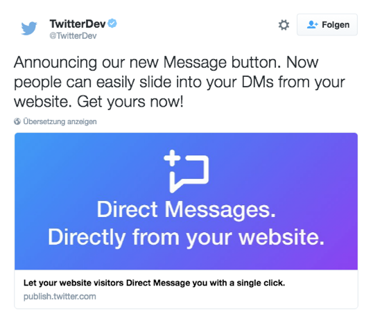 Einbindnung Twitter Message Button