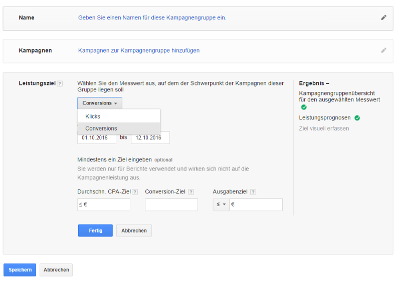 Kampagnengruppen als neues Monitoring Tool im AdWords Account verfügbar