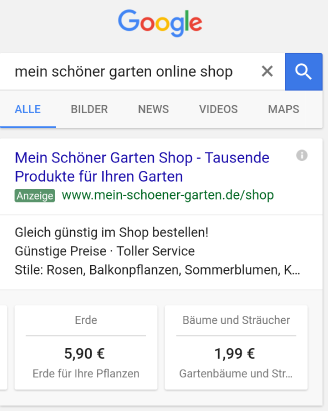 Anzeigenerweiterung: Preiserweiterung bei AdWords