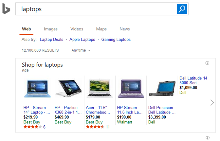 Bing Ads Karussell