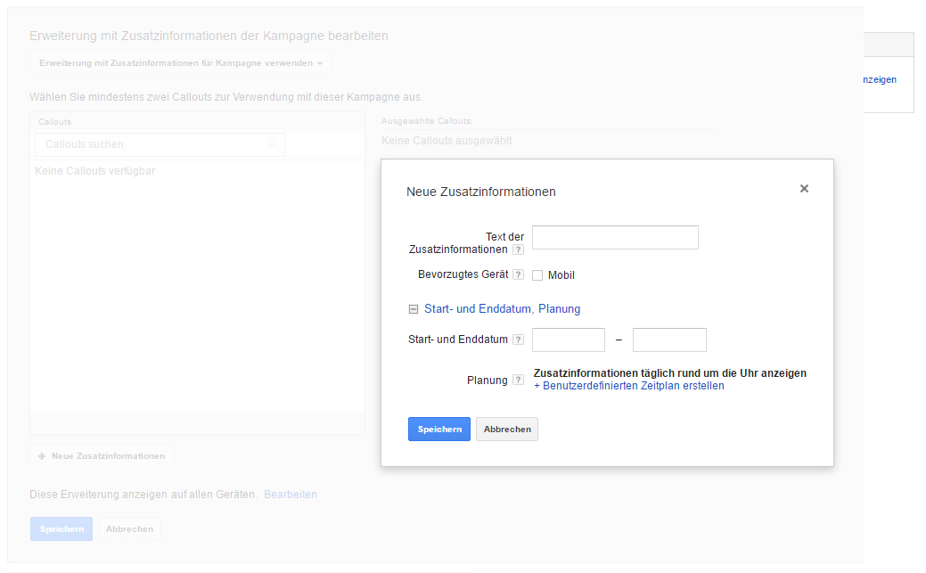 Neue Erweiterungen mit Zusatzinformationen hinzufügen