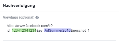 Beispiel eines View für das Frequency Capping bei Facebookanzeigen