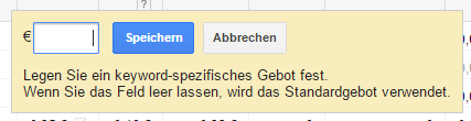 Altes Interface für die Gebotsanpassung
