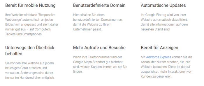 Google My Business Homepage Baukasten