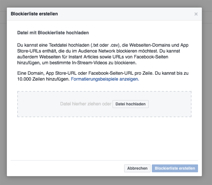 Facebook Blacklist erstellen