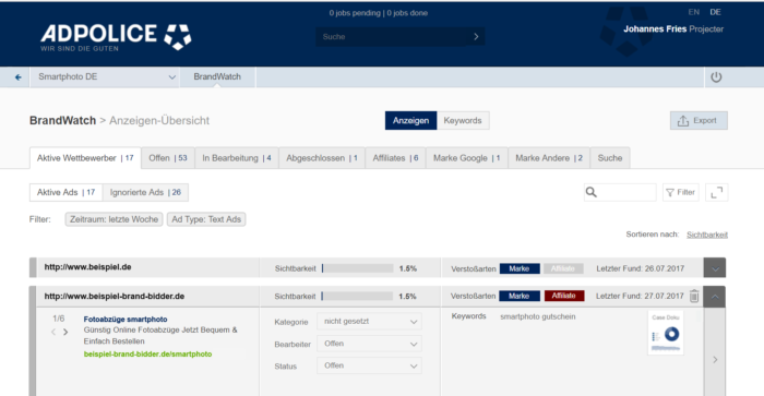 Brand Bidding und Brand Hijacking mit Adpolice identifizieren
