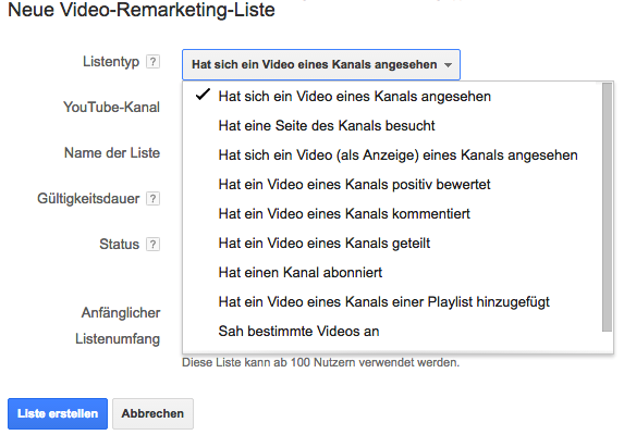 YouTube Remarketing-Listen