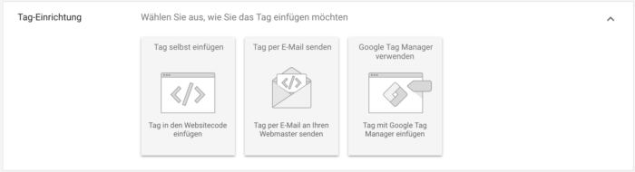 Implementierung von Tracking Code auswählen 