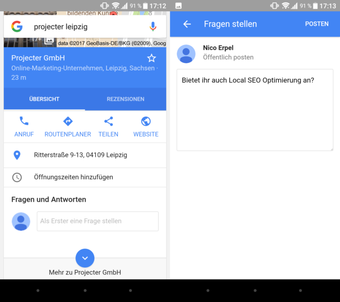 „Fragen und Antworten“ Feature von Google My Business