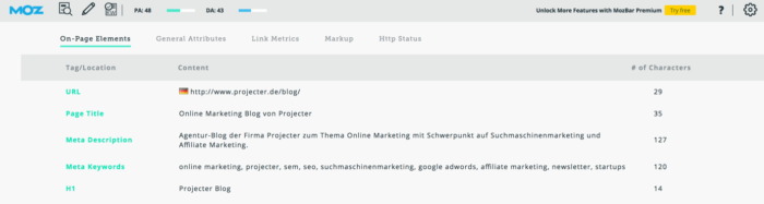 SEOmoz Toolbar