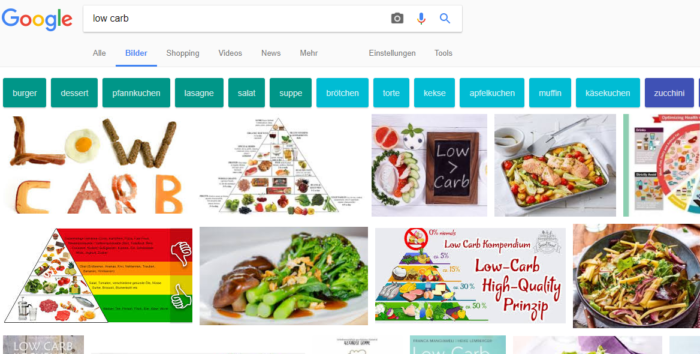 Low Carb, Google Suche