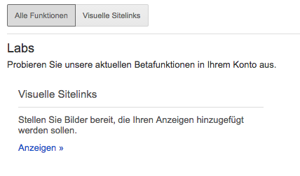 Visuelle Sitelinks in Labs