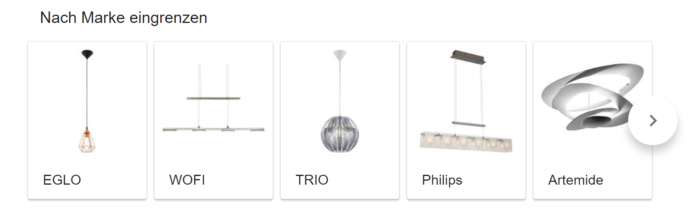 Google Suche verfeinern nach Marke