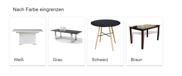 Google Suche verfeinern nach Farbe