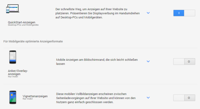 Anzeigentypen bei Google AdSense