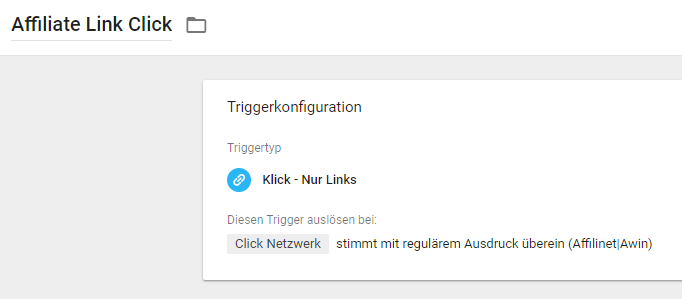 Trigger für das Google Analytics Ereignis