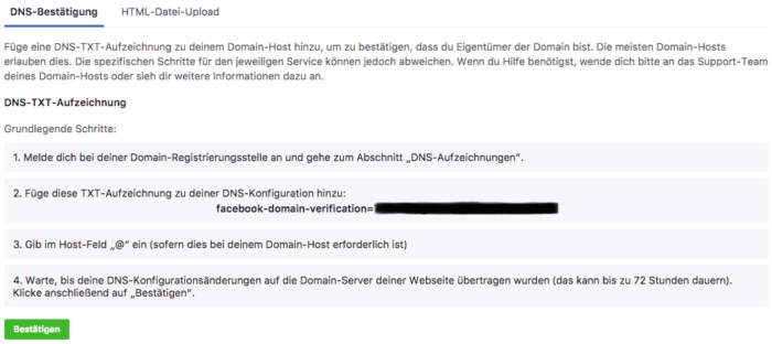 DNS Bestätigung