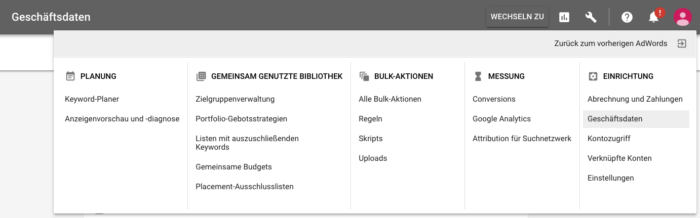 Anpassungsdaten einrichten