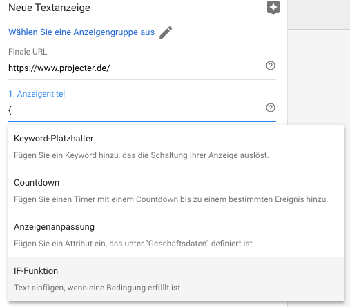 IF-Funktionen für Adwords-Anzeigen