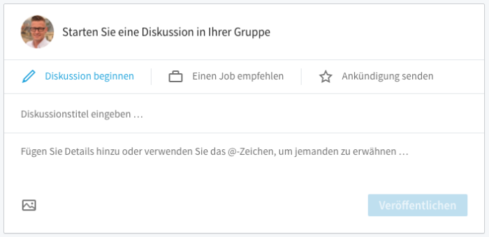 Linkedin Publishing-Funktion innerhalb einer Gruppe