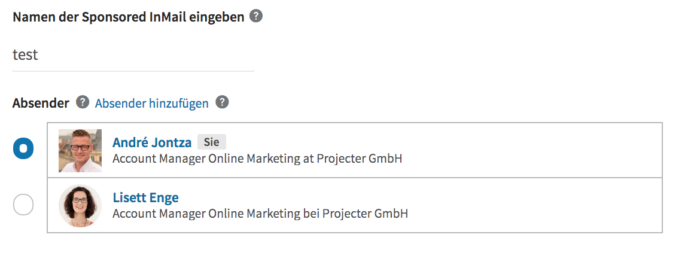 Sponsored InMails auf Linkedin