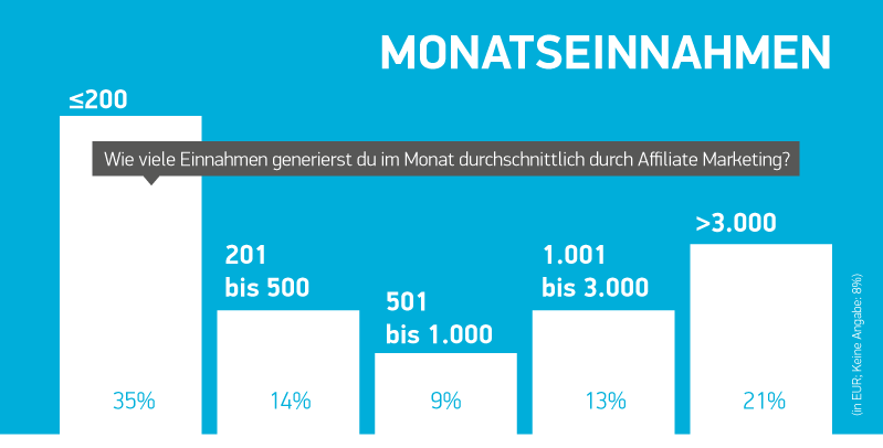 Affiliate Marketing Umfrage Ergebnisse - Monatseinnahmen