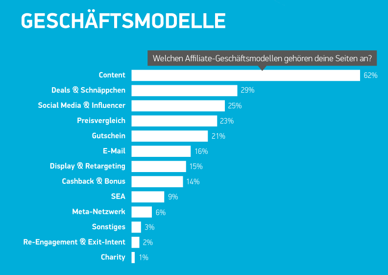 Affiliate Marketing Umfrage Ergebnisse - Geschäftsmodelle