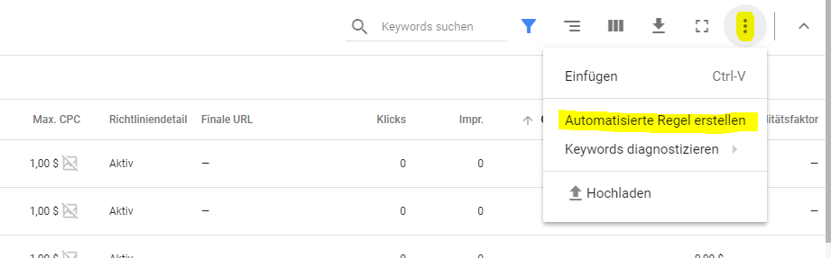 Google Ad-Grants-Konten_Automatisierte Regel erstellen