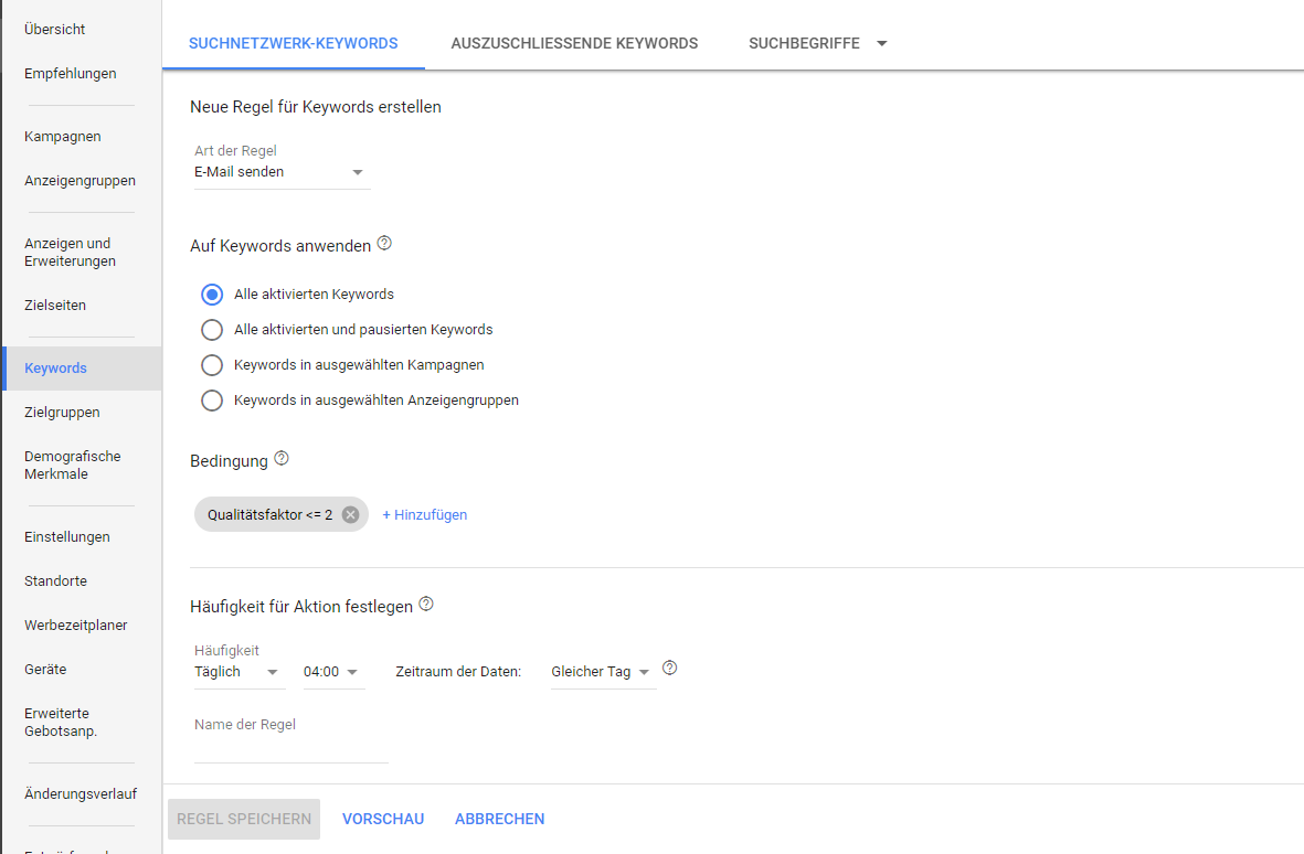 Google Ad-Grants-Konten_Wie richte ich eine automatisierte Regel ein