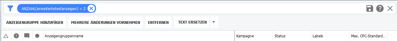 Google Ad-Grants-Konten_Einmaliger Check_2 Anzeigen pro Anzeigengruppe