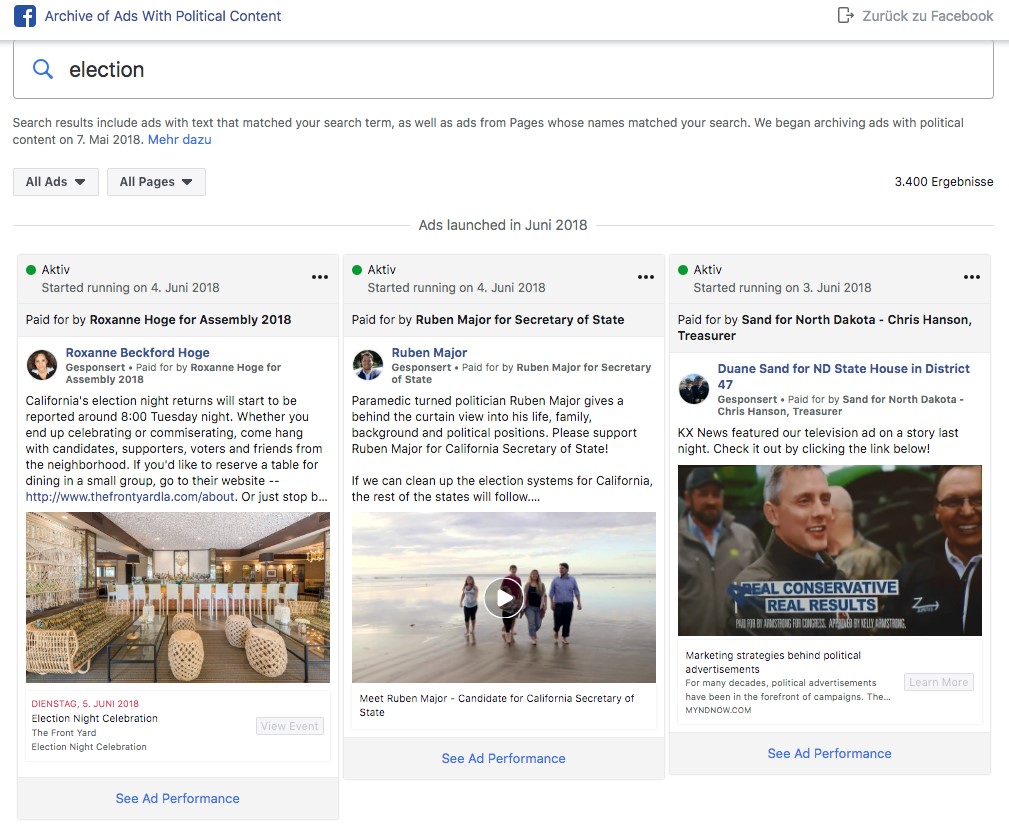 Facebook Political Ad Archive