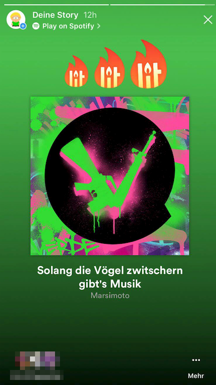 Instagram Stories Sharing Option auf Spotify